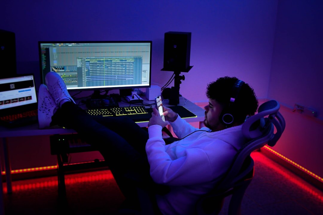 Director giving live cues with a headset in a broadcast studio