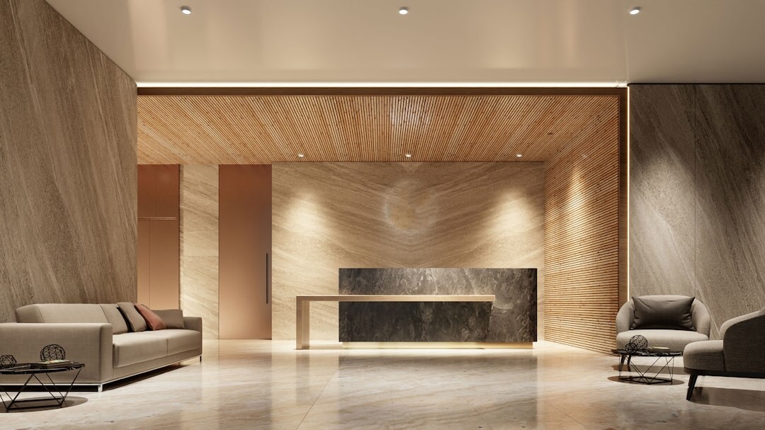Modern media company office reception area